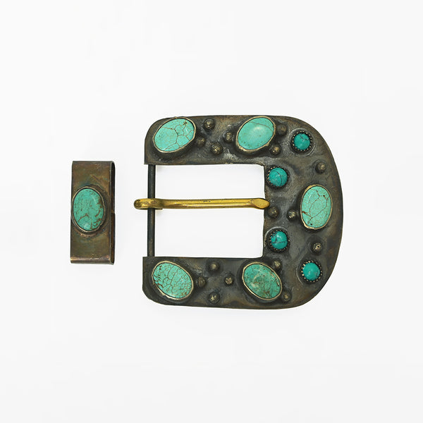 ADBKV111 Natural Turquoise Western Belt Buckle Set – Vintage Southwestern Cowboy Buckle