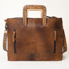 ADBG1276 American Darling Hand Tooled Leather Briefcase -Floral Carved Work Bag