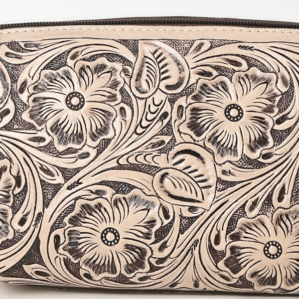ADBG1234 American Darling Hand-Tooled Western Leather Wristlet Bag - Genuine Floral Carved Women Clutch