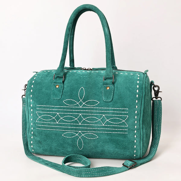 ADBG1585 American Darling Western Genuine Leather Duffel Bag with Genuine Suede Body & Boot-Stitched Detailing