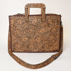 ADBG1276 American Darling Hand Tooled Leather Briefcase -Floral Carved Work Bag
