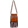 ADBGS192 Cowhide Large Crossbody Bag with Tooled Patch, Fringe & Floral Strap - Western Purse