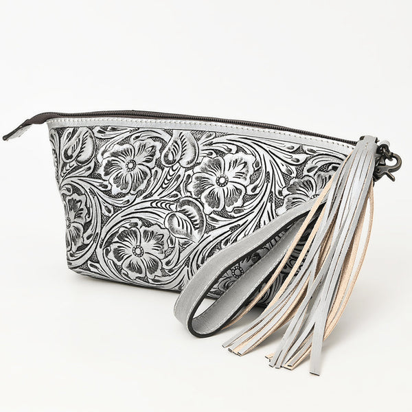 ADBG1234 American Darling Hand-Tooled Western Leather Wristlet Bag - Genuine Floral Carved Women Clutch