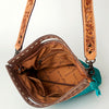LC-ADBGS145DM2B Turquoise Embossed Western Tote - Tooled Leather Convertible Clutch Bag