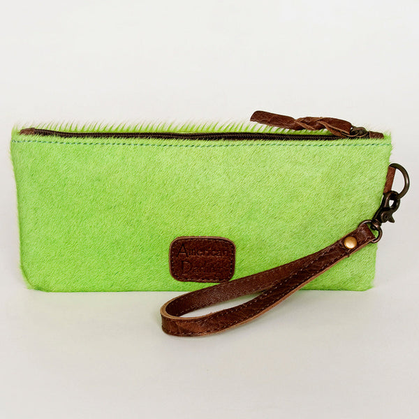 ADBG344 American Darling Western Leather Wristlet Bag with Hair-On Cowhide and Inlay