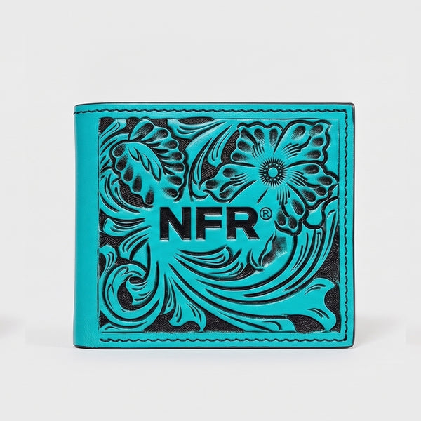 Official PRCA & NFR Licensed Collection®️ Turquoise Tooled Leather Western Bifold Wallet