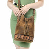 ADBGA532 American Darling Western Leather Bucket Bag Hand Tooled Floral Carved Purse