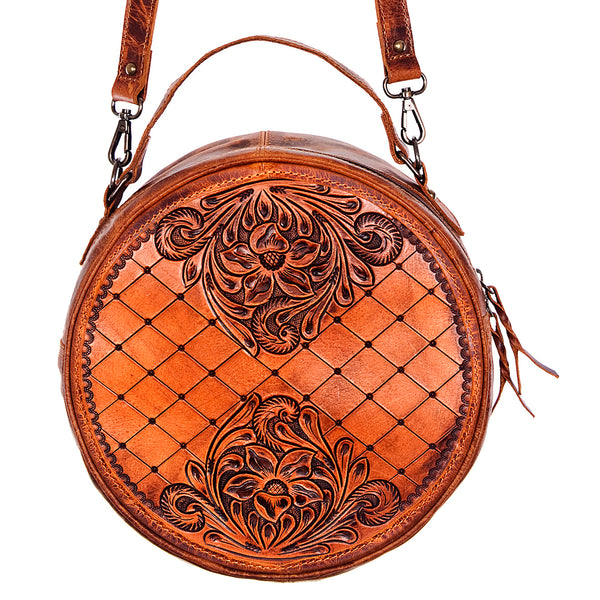 ADBG498 American Darling Hand Tooled Floral Leather Western Canteen Bag