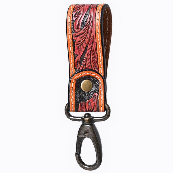ADKR218BHand Tooled Genuine Leather Wristlet Key Ring