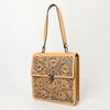 ADBGZ839 Natural Hand-Tooled Leather Briefcase Bag - Western Vintage Organizer