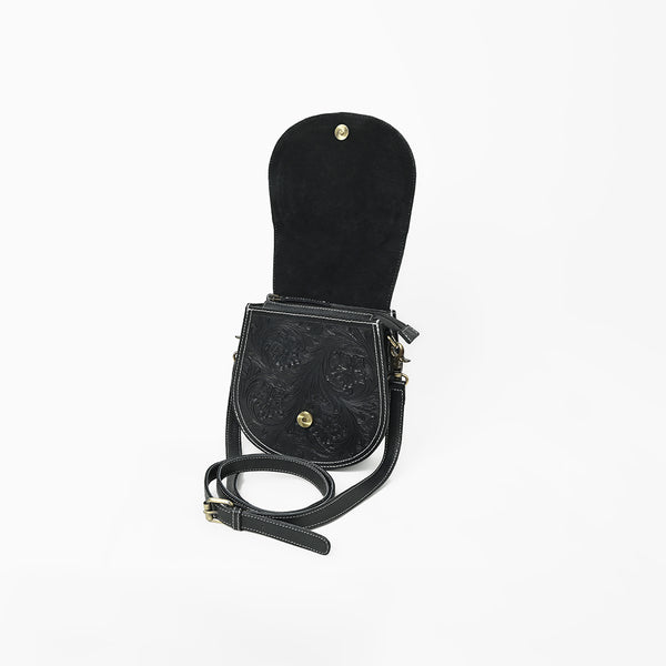 Official PRCA & NFR Licensed Collection® Commemorative Shield Patch Hand-Tooled Leather Accent Crossbody Bag