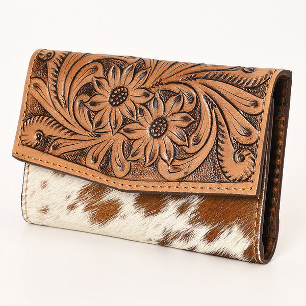 OHG164Wallet Hand Tooled Hair on Genuine Leather Western Bag