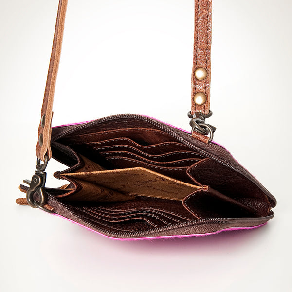 ADBG820 American Darling Handcrafted Pink Leather Cross body Bag with Hair-On Cowhide