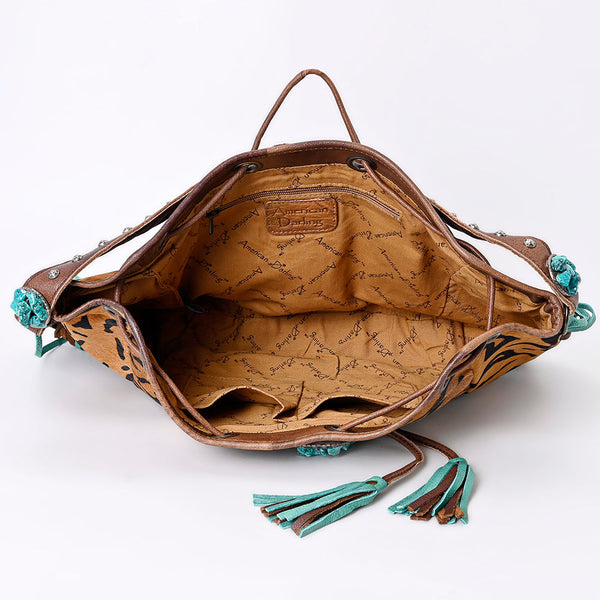 ADBG989 American Darling Hair-On Cowhide Western Leather Hobo Bag with Fringes