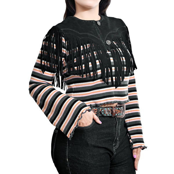 ADDR024 American Darling Western Suede Fringe Shoulder Wrap Capelet