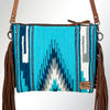 ADBG236 American Darling Woven Saddle Blanket Tooled Leather Fringe Crossbody