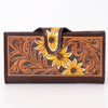 ADBG1069 American Darling Hand-Tooled Leather Floral Wallet Western Sunflower Design Genuine Leather