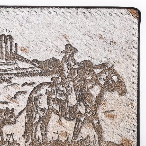 ADBGM454 Western Hair-On Leather Rodeo Wallet - Engraved Design