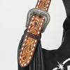 Official PRCA & NFR Licensed Collection® Floral Hand-Tooled Leather Strap Equestrian Graphic Fringe Shoulder Bag