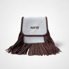 Official PRCA & NFR Licensed Collection® Western Cowhide White & Brown Fringe Leather Shoulder Bag