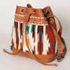 ADBG862 American Darling Hand Tooled Floral & Hand-Woven Saddle Blanket Leather Bucket Bag