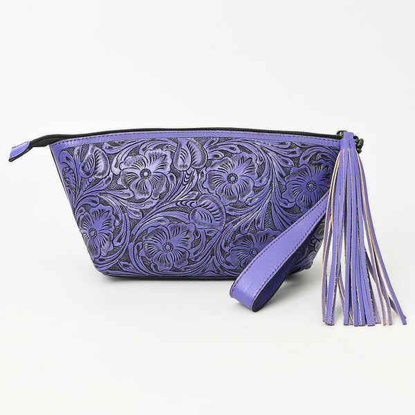 ADBG1234 American Darling Hand-Tooled Western Leather Wristlet Bag - Genuine Floral Carved Women Clutch