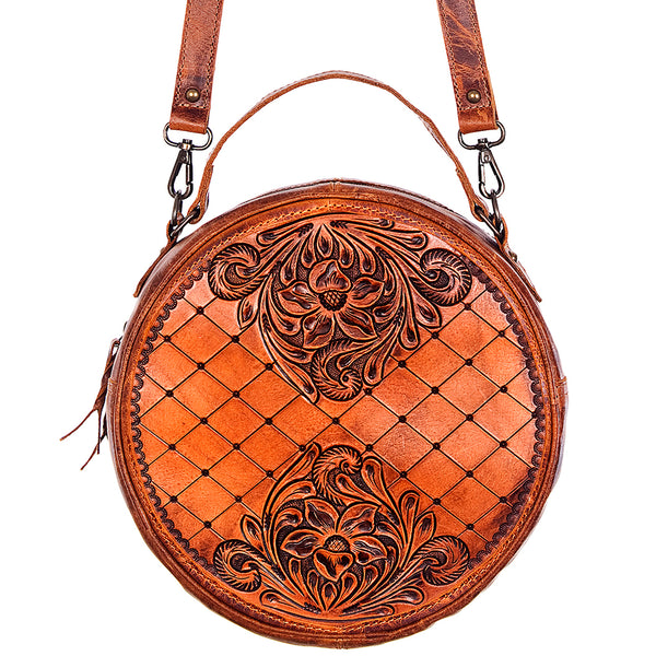 ADBG498 American Darling Hand Tooled Floral Leather Western Canteen Bag