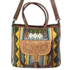 ADBG882 American Darling Western Tote Bag with Hand Tooled Floral and Hand-Woven Saddle Blanket