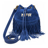 Official PRCA & NFR Licensed Collection Suede Fringe Western Bucket Crossbody Bag