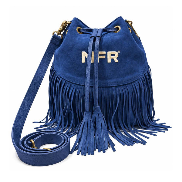 Official PRCA & NFR Licensed Collection Suede Fringe Western Bucket Crossbody Bag
