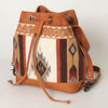 ADBG862 American Darling Hand Tooled Floral & Hand-Woven Saddle Blanket Leather Bucket Bag