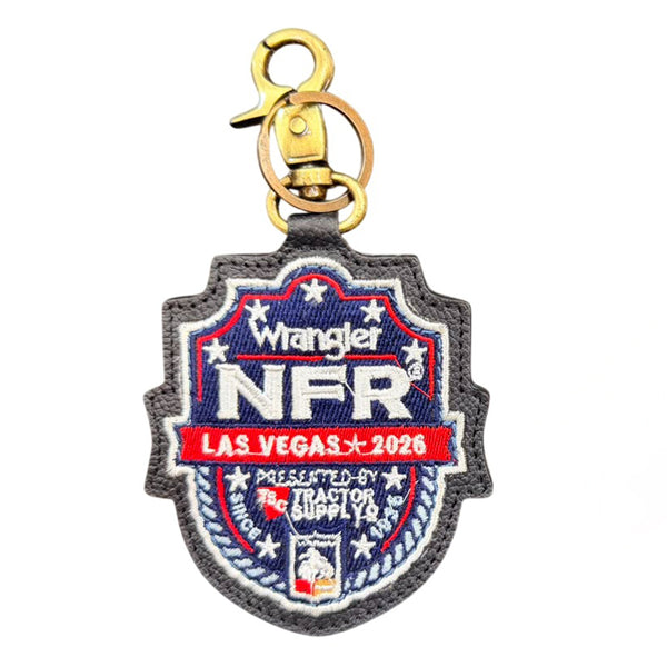 Official PRCA & NFR Licensed Collection® Embroidered Emblem Leather Key Ring & Bag Charm