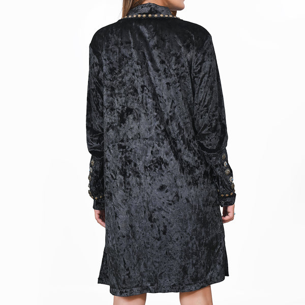 ADDR013 American Darling Black Velvet Fabric Dress Studded Concho Western Tunic Top