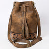 ADBGA532 American Darling Western Leather Bucket Bag Hand Tooled Floral Carved Purse
