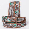 OHBTG104 American Darling Hand Tooled Leather Skull & Feather Belt
