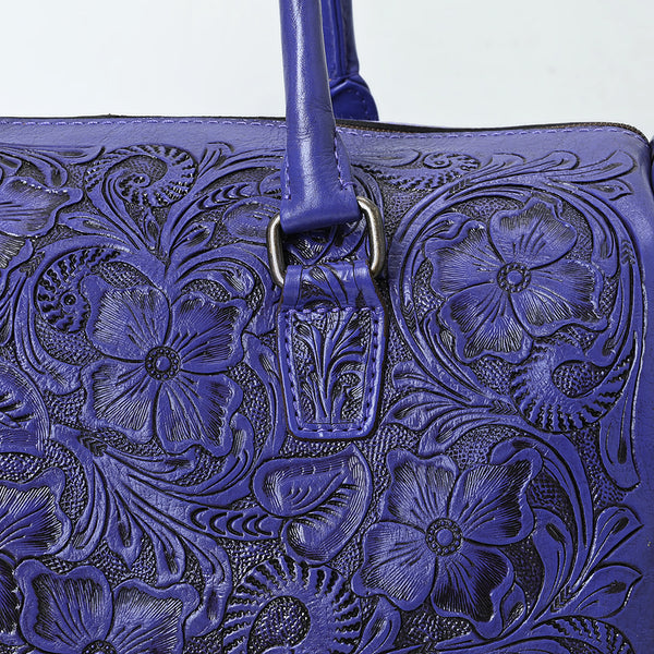 ADBG1483 American Darling Hand-Tooled Leather Duffel Bag | Floral Carved Travel Carryall