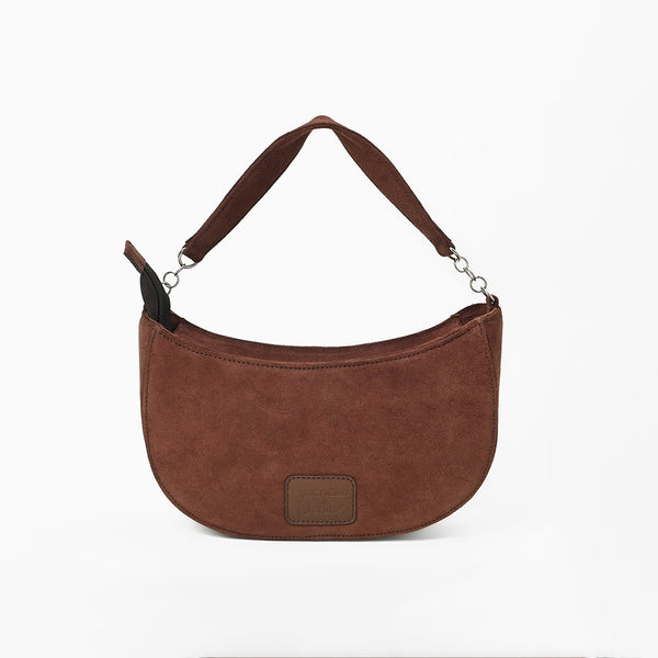Official PRCA & NFR Licensed Collection® Brown Western Suede Leather Contrast Diamond Stitched Hobo Bag