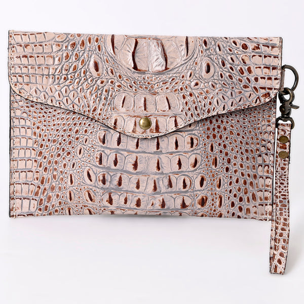 ADBG967 American Darling Crocodile Embossed Western Leather Wristlet