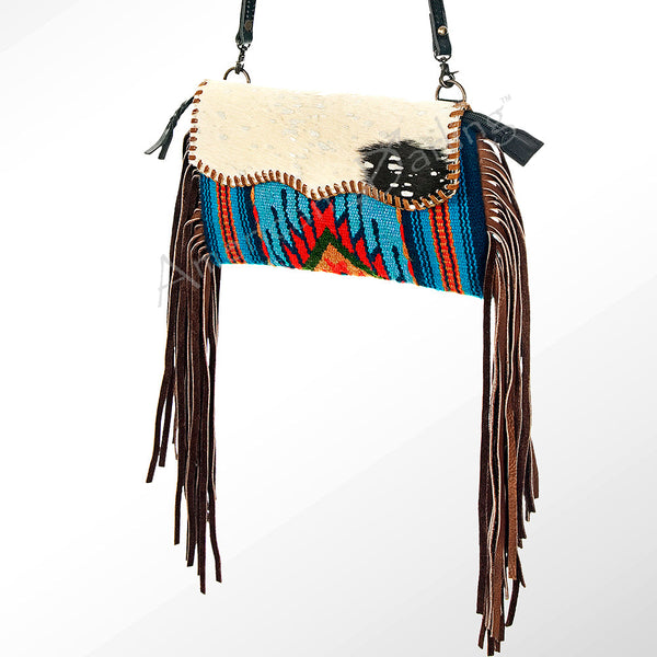 ADBG344 American Darling Western Leather Wristlet Bag with Hand Woven Saddle Blanket & Tooled Accents