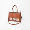 Heritage Rodeo Genuine Leather White Embroidered Tote Bag
