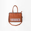 Heritage Rodeo Genuine Leather White Embroidered Tote Bag