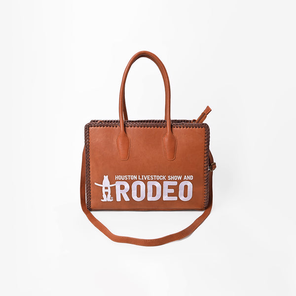 Heritage Rodeo Genuine Leather White Embroidered Tote Bag