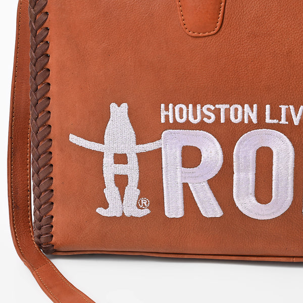 Heritage Rodeo Genuine Leather White Embroidered Tote Bag