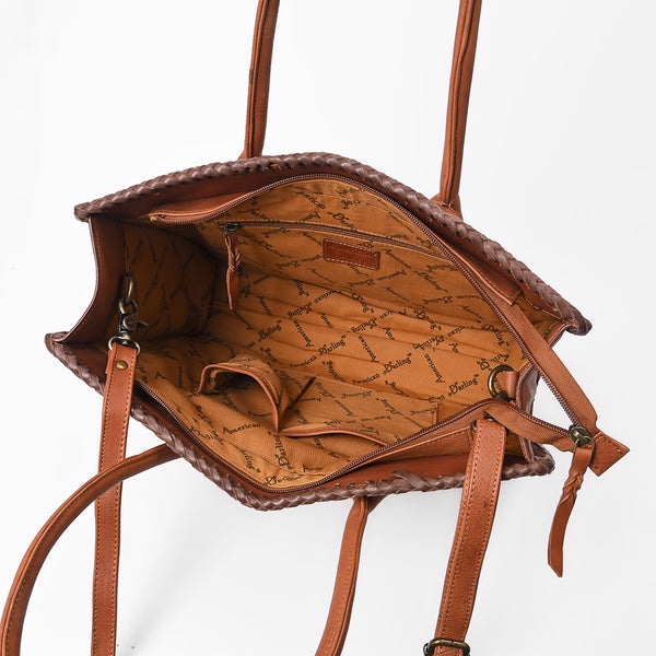 Heritage Rodeo Genuine Leather White Embroidered Tote Bag