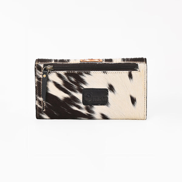 KBG281 Ohlay Western Hair On Hide Hand Tooled Leather Wallet