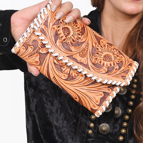 KBG316 American Darling Hand Tooled Western Floral Buckstitch Wallet