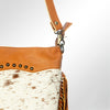 LC-ADBGZ161 Cowhide & Tooled Leather Crossbody Bag with Fringe - Western Style