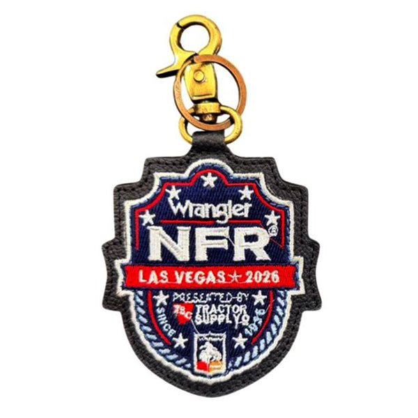 Official PRCA & NFR Licensed Collection® Embroidered Emblem Leather Key Ring & Bag Charm