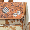 OHA158 Backpack Hand Tooled Hair on Genuine Western Leather Women Bag
